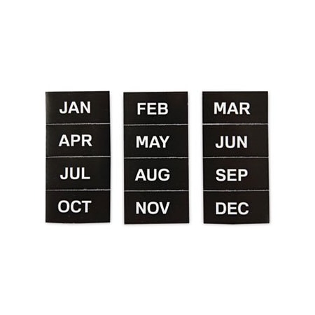 MasterVisi, INTERCHANGEABLE MAGNETIC BOARD ACCESSORIES, MONTHS OF YEAR, BLACK/WHITE, 2in X 1in